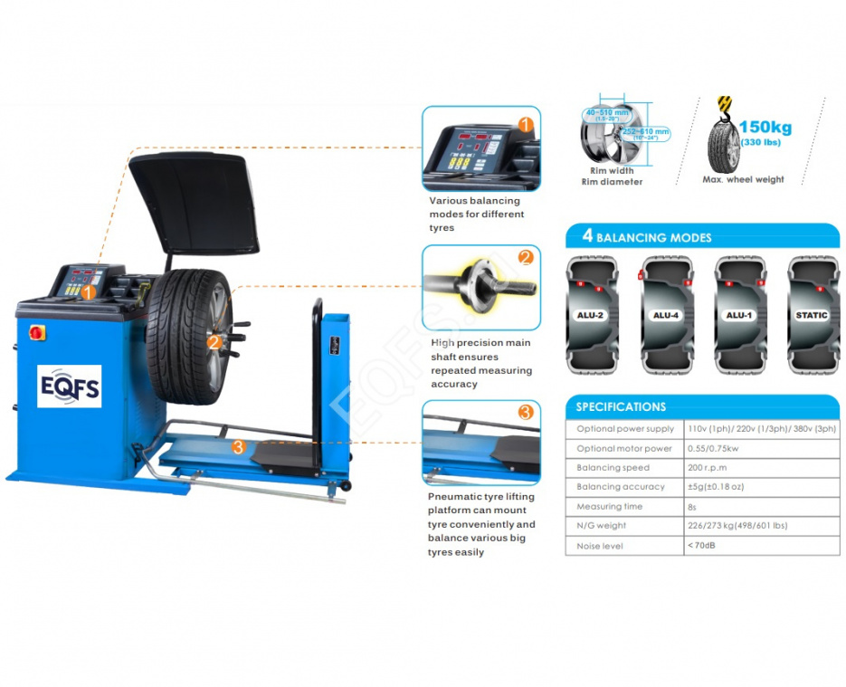 Комплект ES-56D Шиномонтажный стенд грузовой 14-56”, 380В+ES-850 Балансировочный станок 380V